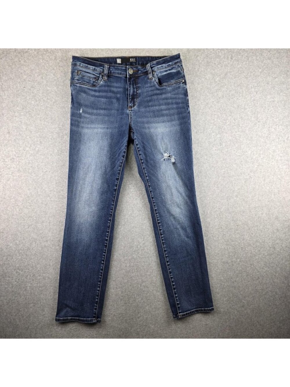 KUT from the Kloth Jeans Womens 10 Boyfriend Blue Distressed Stretch Denim